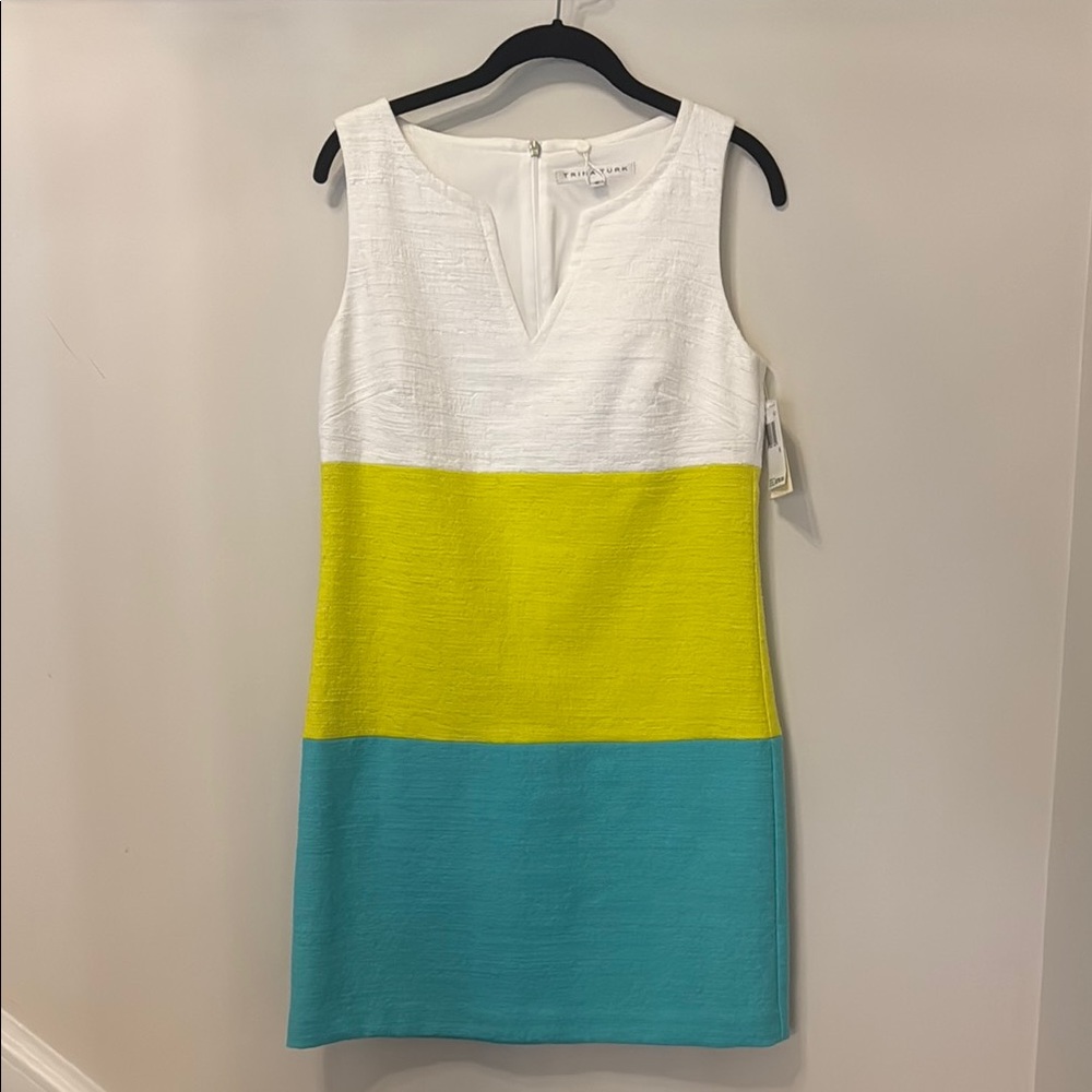 Trina Turk Blue and White Midi Tank Dress